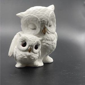 Royal Osborne Bone Owl With Baby Owlet Vintage